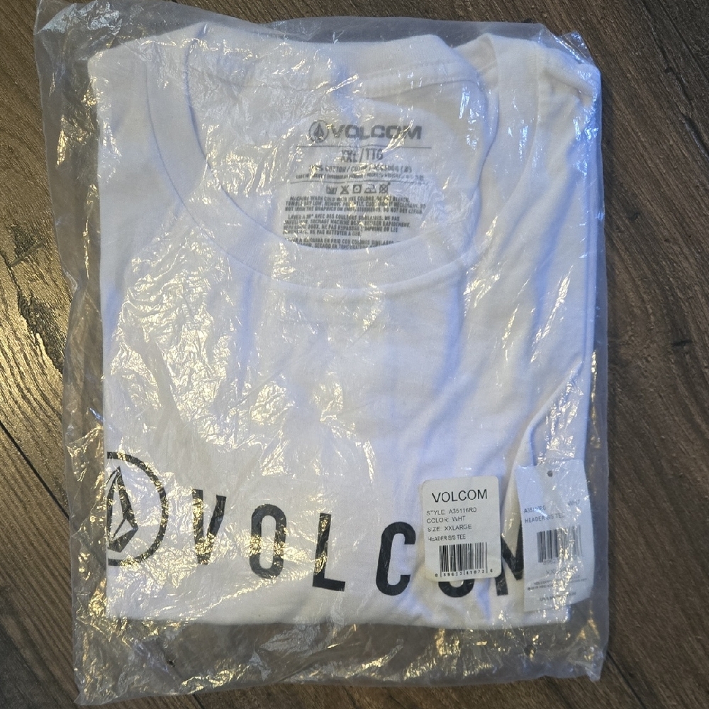 Volcom White Tee with Black Lettering
